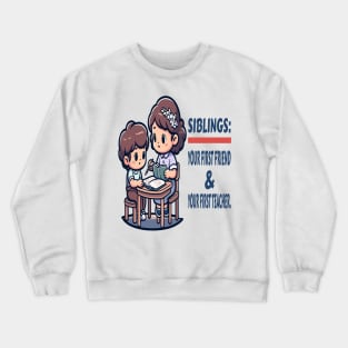 Learning Together: Sibling Study Time Crewneck Sweatshirt